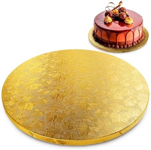10 Inch Gold Cake Drum, Round Cake Board, 1/2 Inch Thick Cardboard