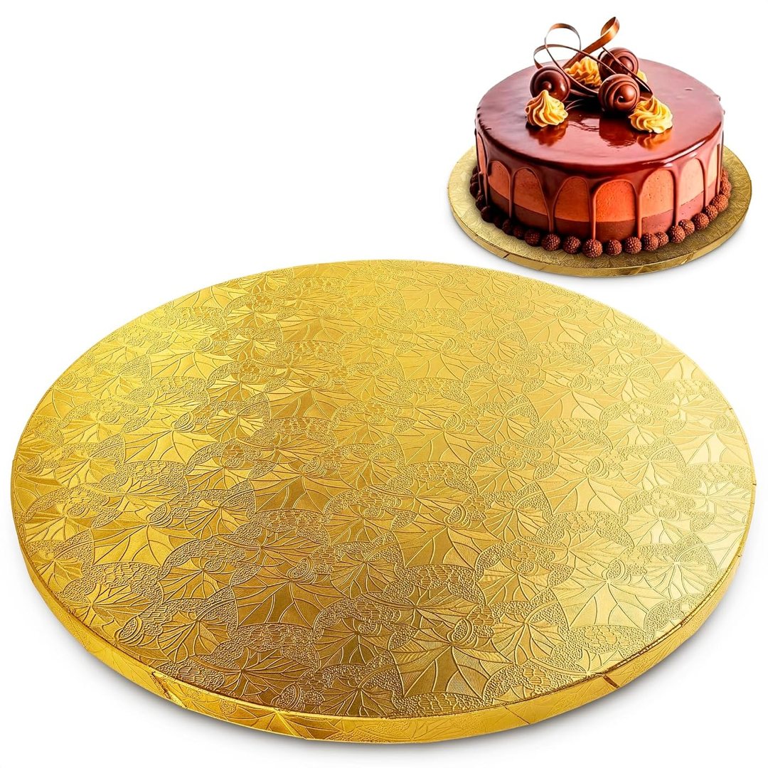 10 Inch Gold Cake Drum, Round Cake Board, 1/2 Inch Thick Cardboard, view 2