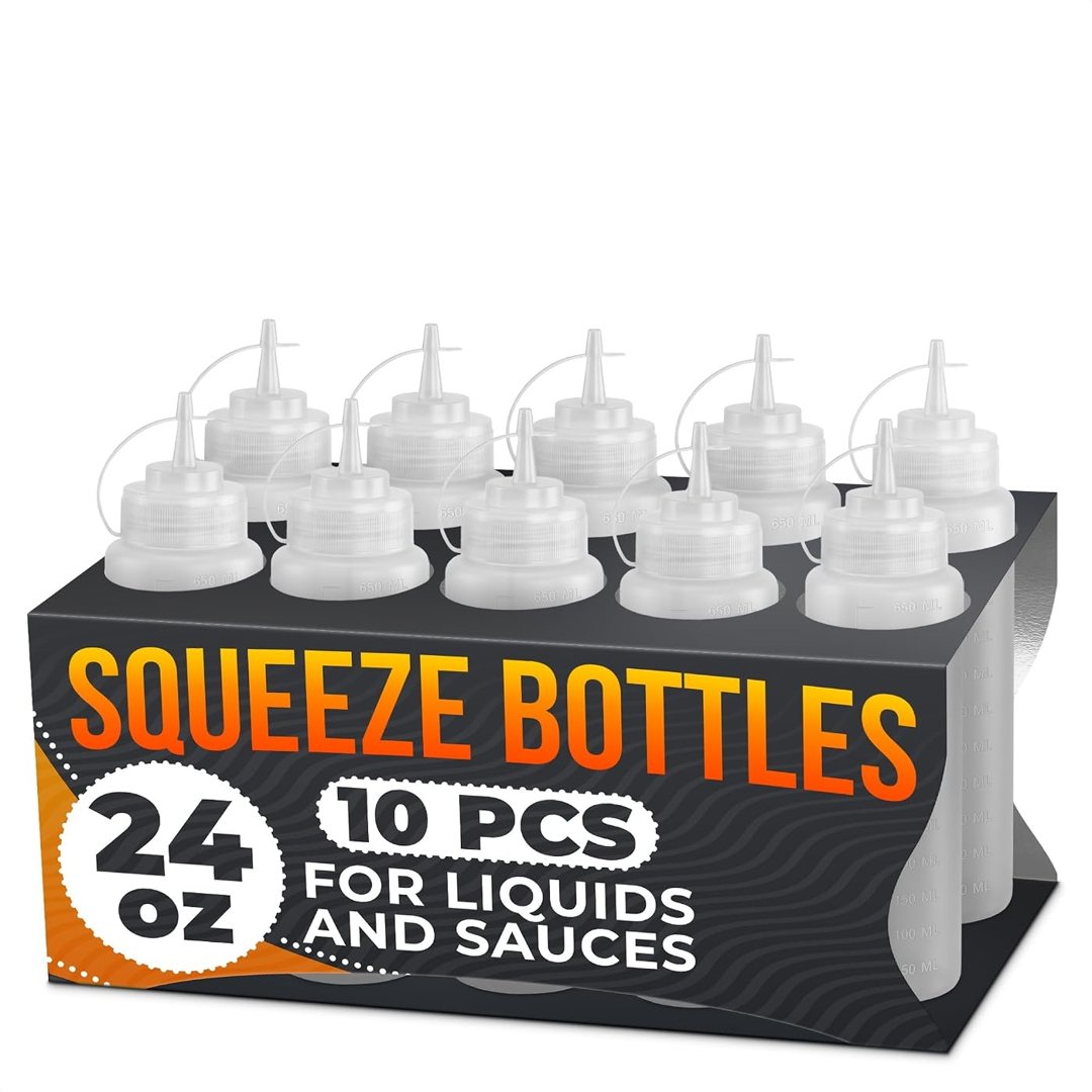 10-Pack 24oz Condiment Squeeze Bottles for Sauces, Large Sauce Bottle , view 2