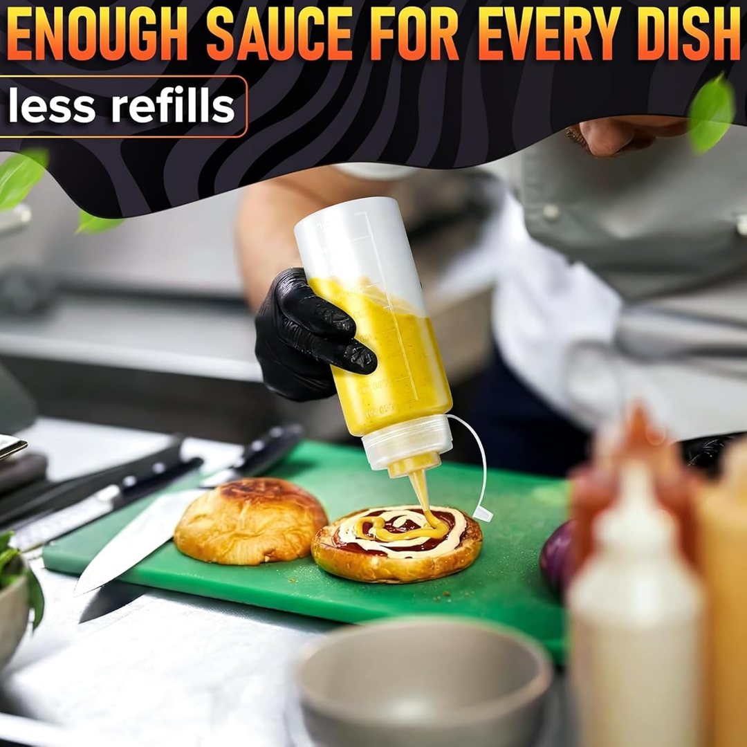 10-Pack Plastic Condiment Squeeze Bottles 16 oz for Sauces, Oil, view 3