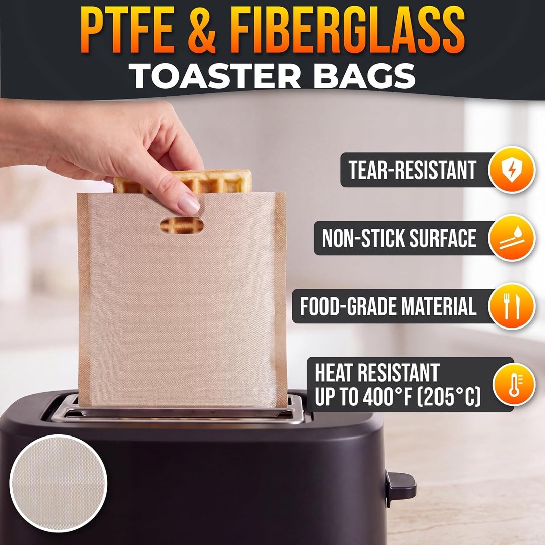 12 Pcs Toaster Bags Reusable, Non-Stick, Heat Resistant, 6.5 x 6.3, view 4
