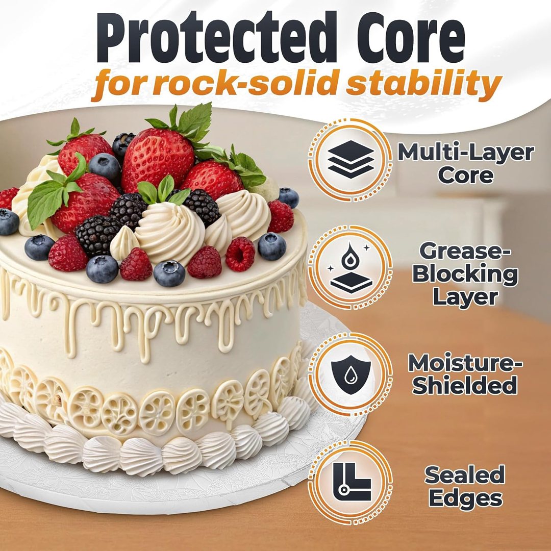 14 Inch Cake Drum, White Round Cake Board, 1/2 Inch Thick Cardboard, view 4