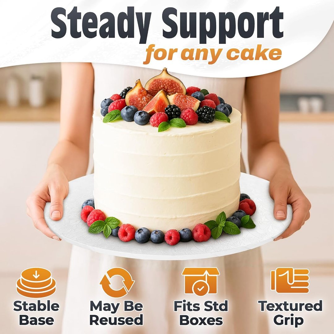 14 Inch Cake Drum, White Round Cake Board, 1/2 Inch Thick Cardboard, view 5