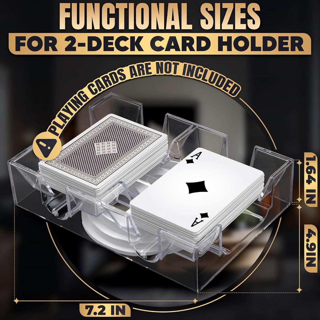 2 Deck Card Holders for Playing Cards, Revolving 360, 7.2 x 4.9 In, view 3