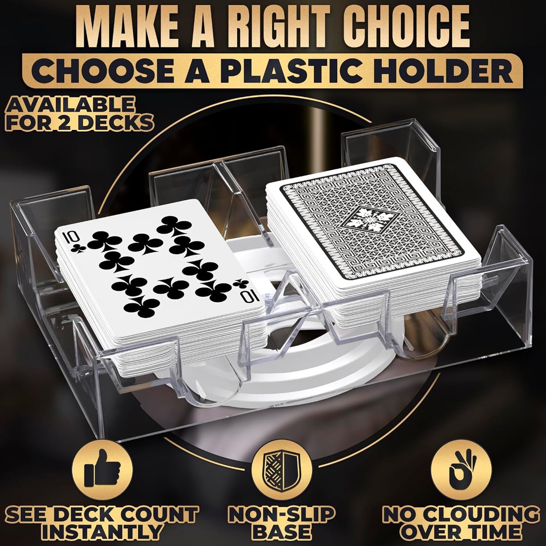 2 Deck Card Holders for Playing Cards, Revolving 360, 7.2 x 4.9 In, view 4