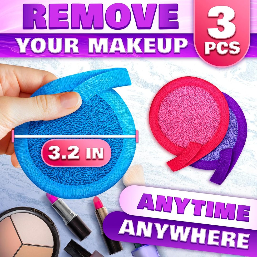 2 in 1 Face Scrub Pads, 3 Pcs Reusable Microfiber Face Scrubber Exfoli, view 3