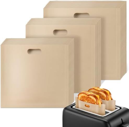 24 Pack Toaster Bags Reusable, 3 Sizes, Non-Stick, Heat Resistant
