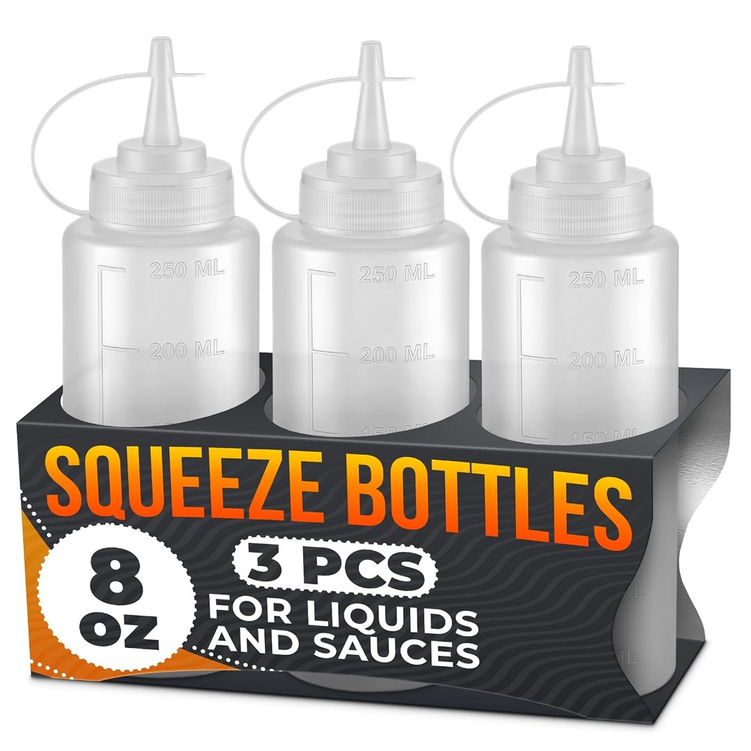 3 Pack 8 oz Condiment Squeeze Bottles for Sauces, Sauce Bottles Squeez, view 2