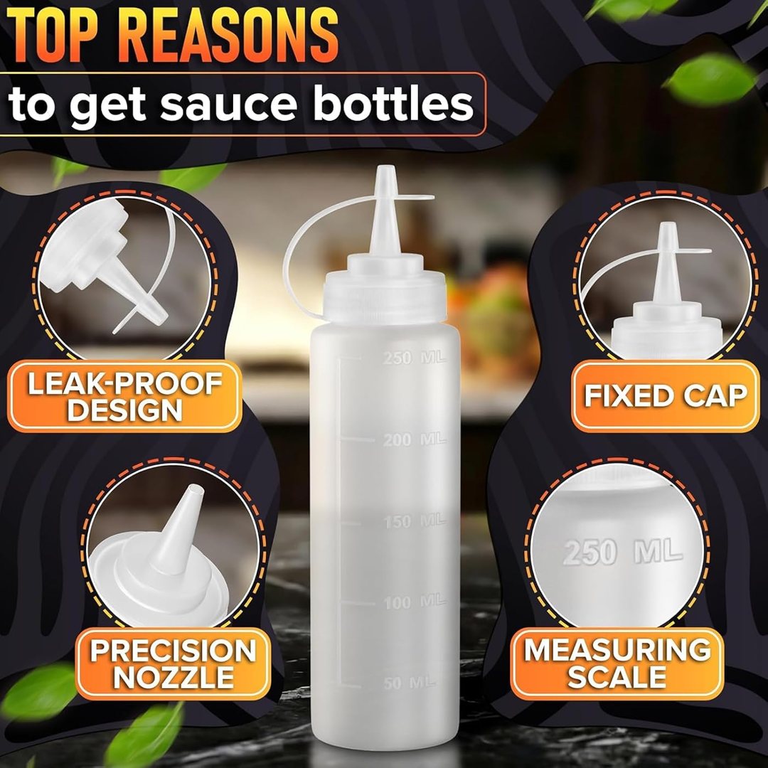3 Pack 8 oz Condiment Squeeze Bottles for Sauces, Sauce Bottles Squeez, view 5
