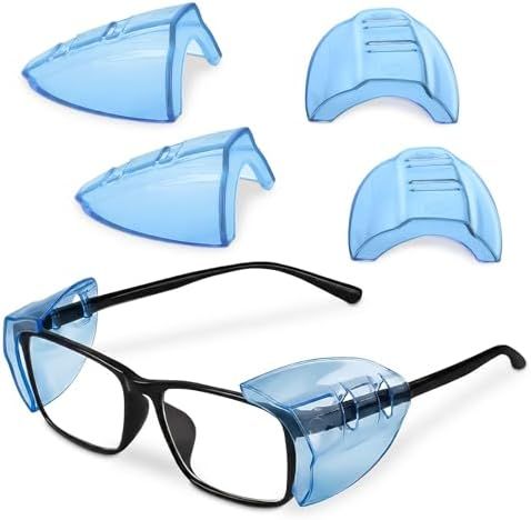 3 Pcs Clip-On Side Shields for Glasses, a Secure Frame Fit (Blue)