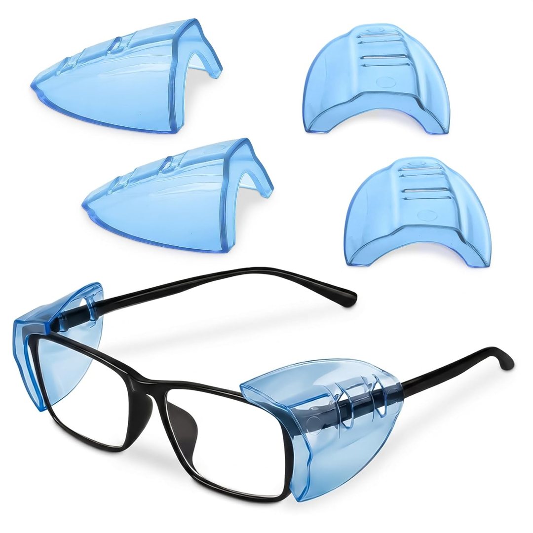 3 Pcs Clip-On Side Shields for Glasses, a Secure Frame Fit (Blue), view 2