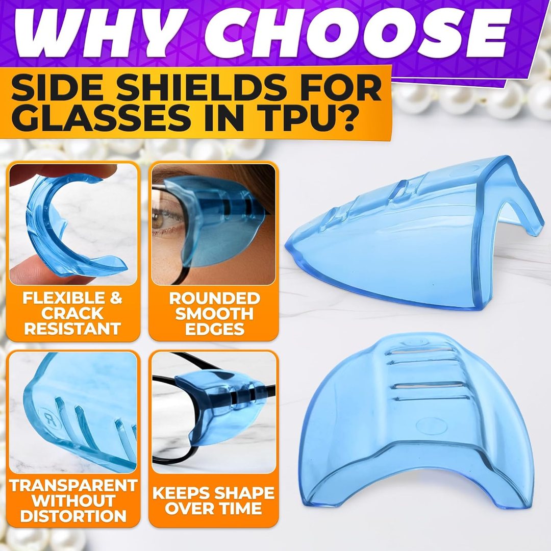 3 Pcs Clip-On Side Shields for Glasses, a Secure Frame Fit (Blue), view 4