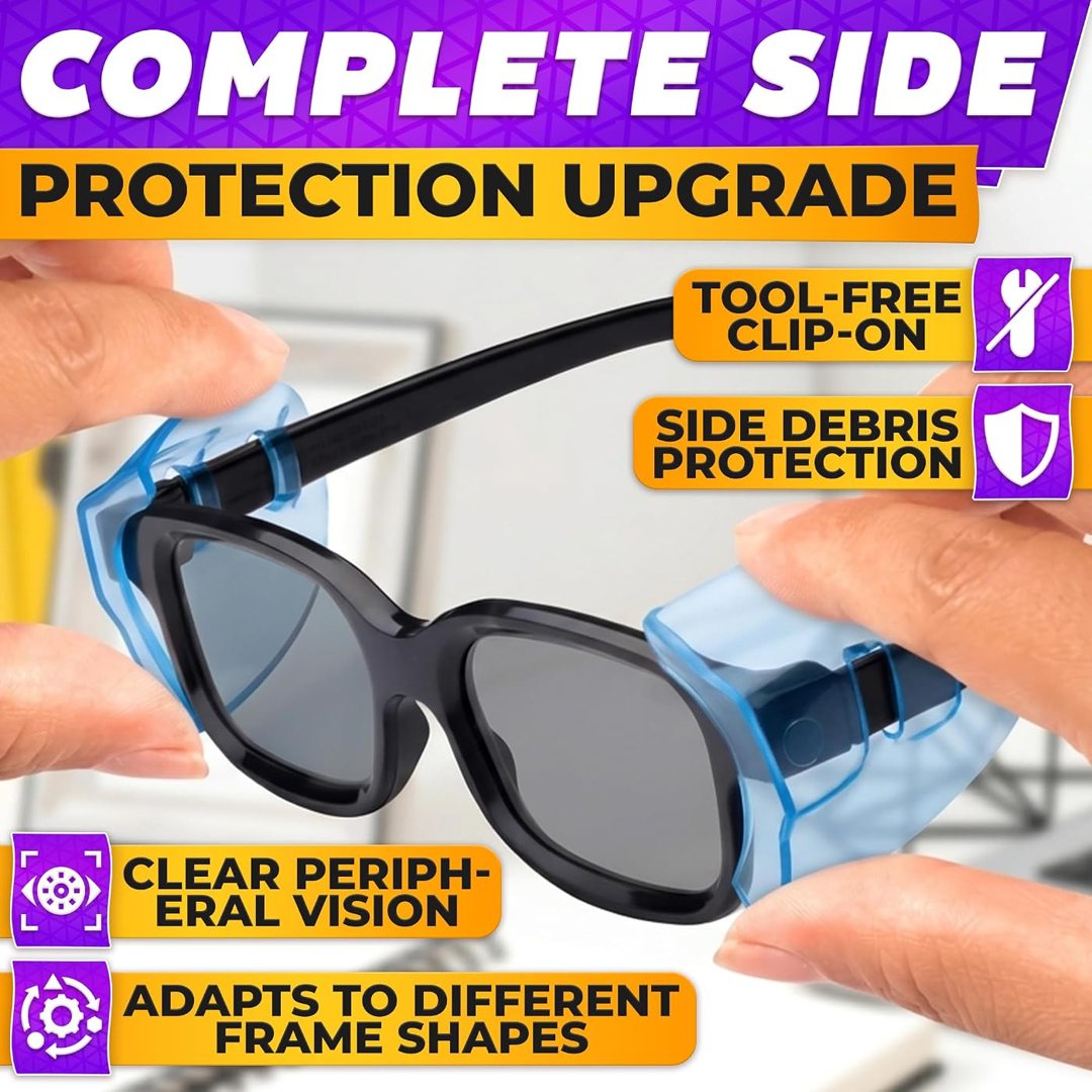 3 Pcs Clip-On Side Shields for Glasses, a Secure Frame Fit (Blue), view 5
