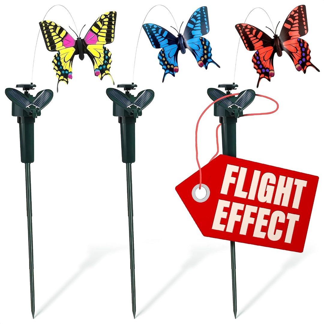 3 Pcs Flying Butterflies for Centerpieces, Weatherproof (Colorful), view 2