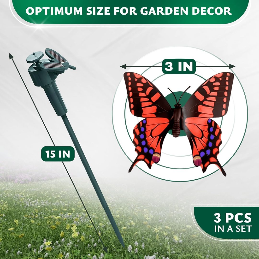 3 Pcs Flying Butterflies for Centerpieces, Weatherproof (Colorful), view 3