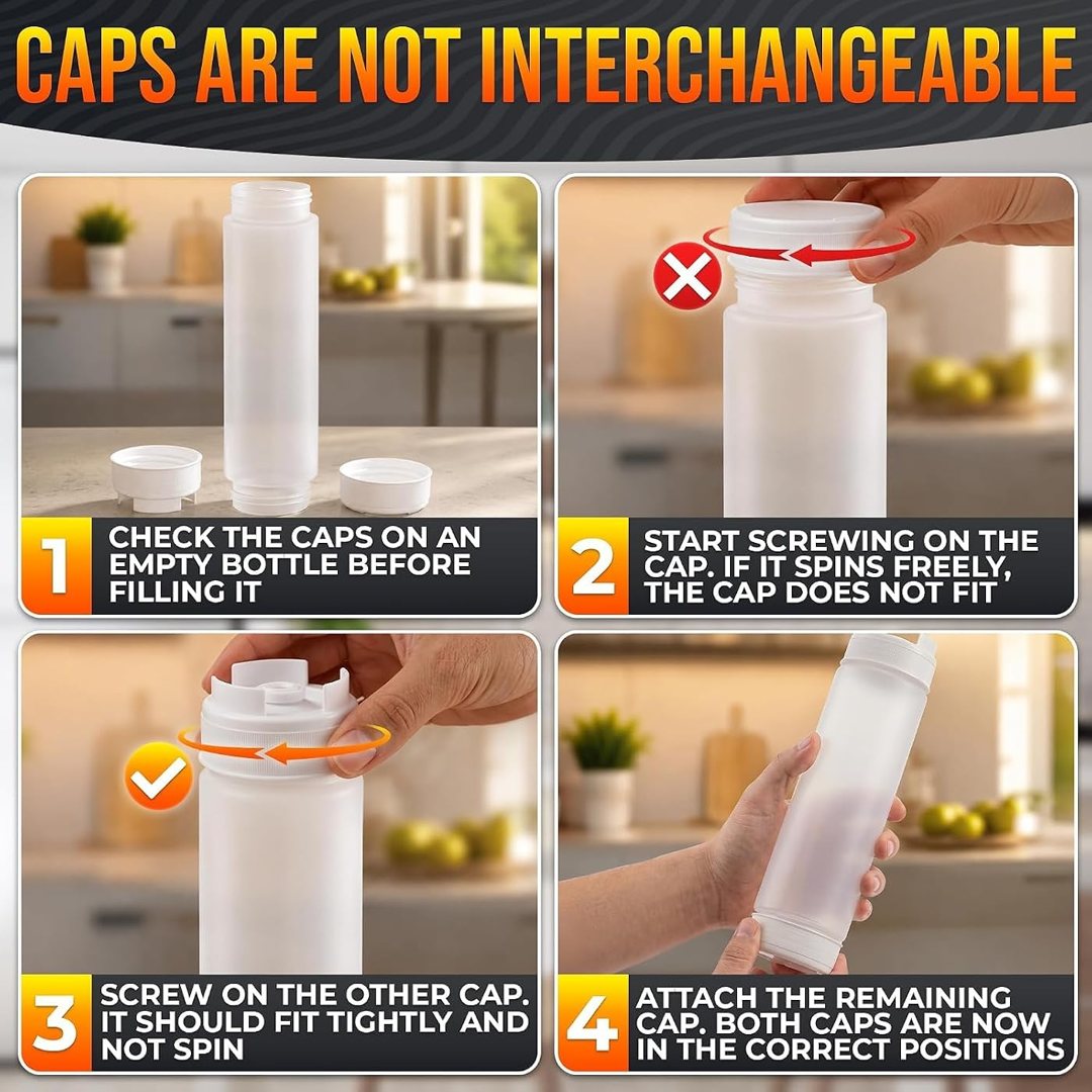 6-Pack Inverted Condiment Squeeze Bottles for Sauces 16 oz, Squirt Bot, view 3
