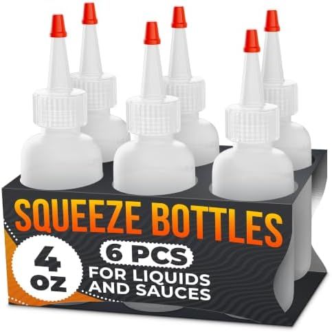 6-Pack Small Squeeze Bottles for Liquids 4 oz, Mini Sauce Dispensers