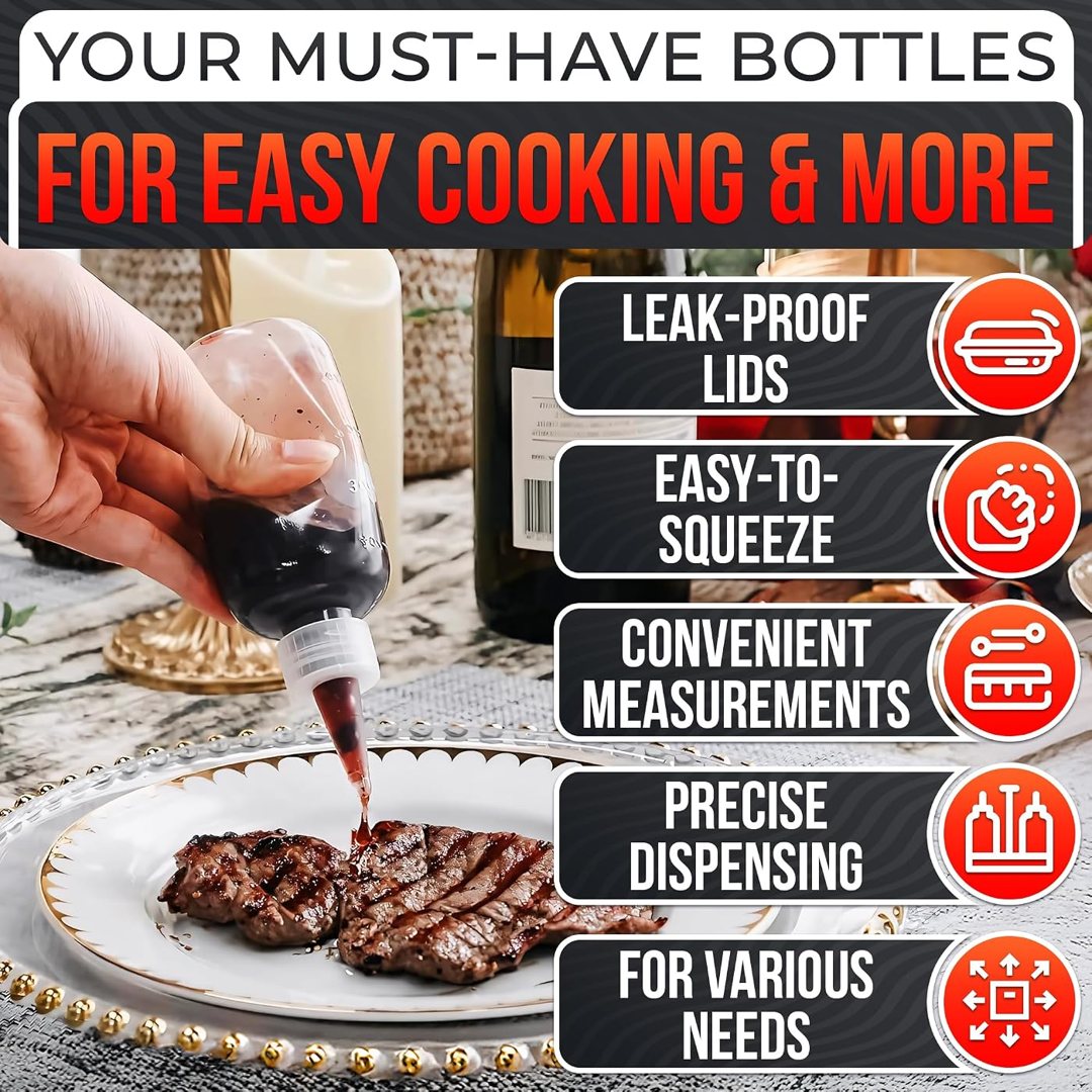 6-Pack Small Squeeze Bottles for Liquids 4 oz, Mini Sauce Dispensers, view 5