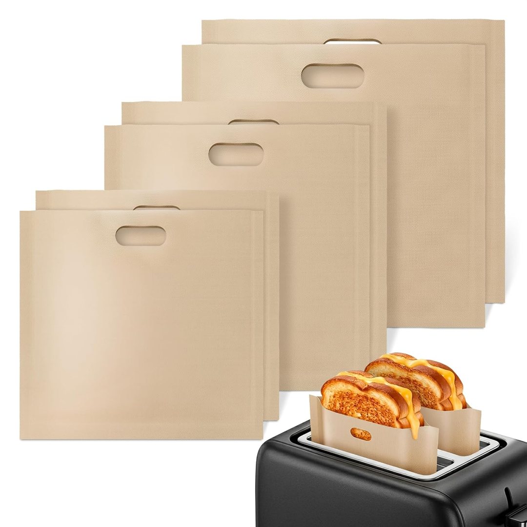 6 Pack Toaster Bags Reusable, 3 Sizes, Non-Stick, Heat Resistant, view 2