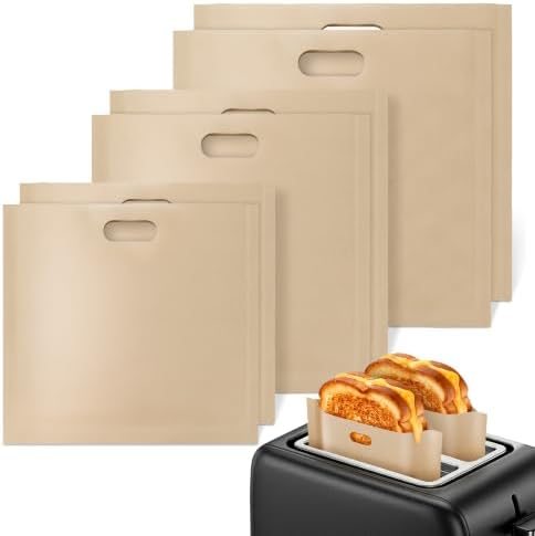 6 Pack Toaster Bags Reusable, 3 Sizes, Non-Stick, Heat Resistant
