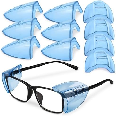 6 Pcs Glasses Side Shields, Clip On, a Gentle Flexible Fit (Blue)