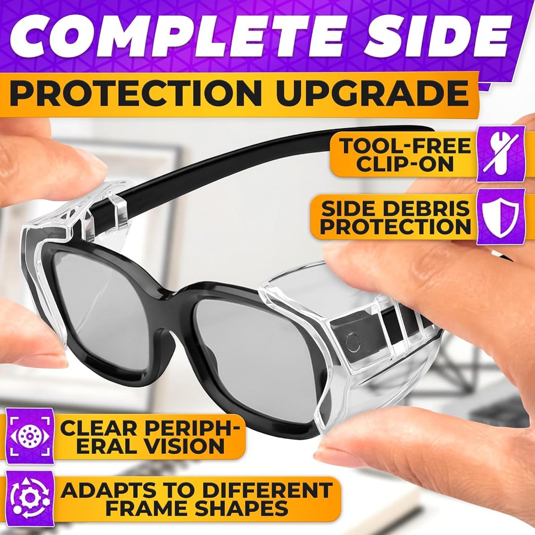 6 Pcs Safety Side Shields for Glasses Clip On, Fits 98% Eyeglasses, view 5