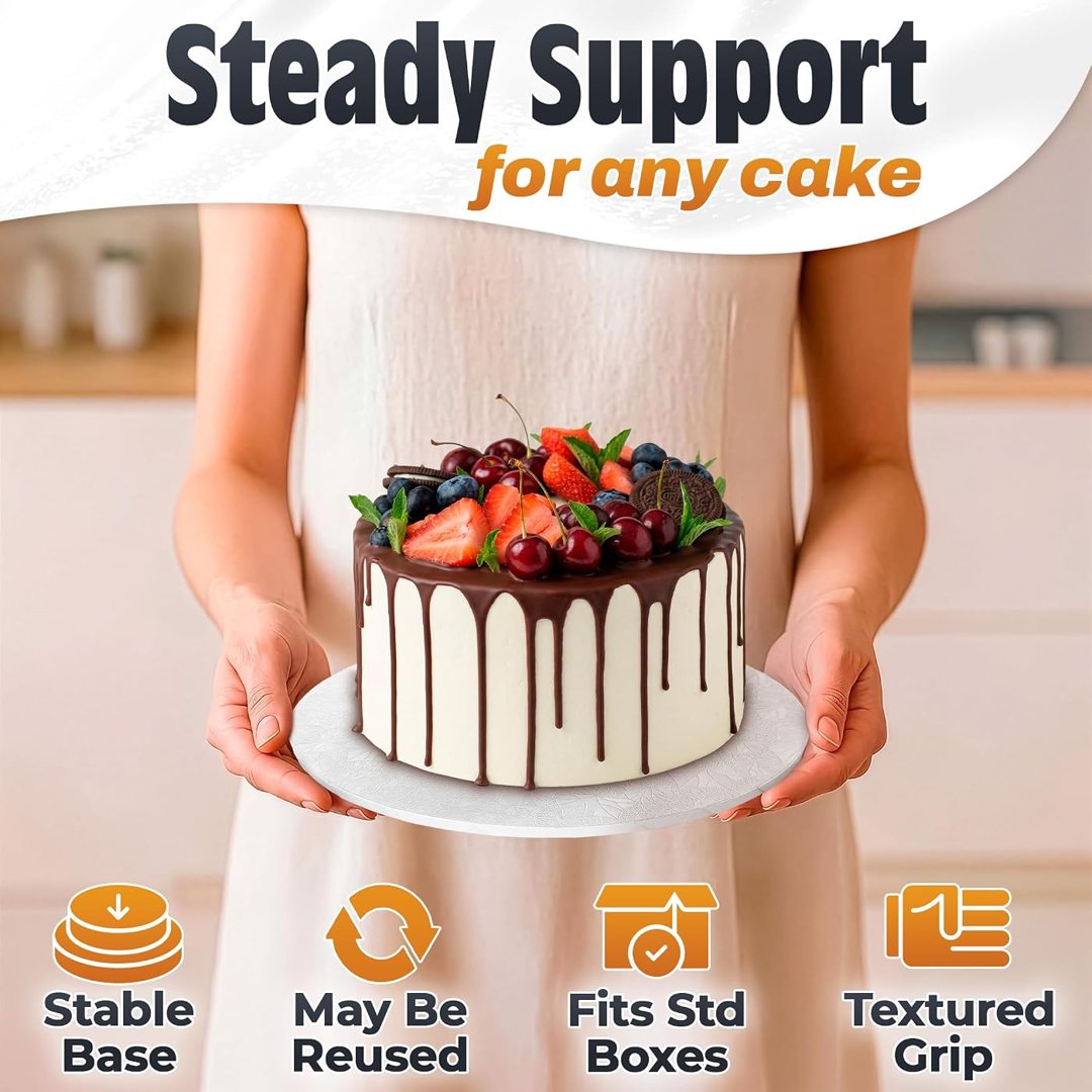 8 Inch Cake Drum, White Round Cake Board, 1/2 Inch Thick Cardboard, view 5