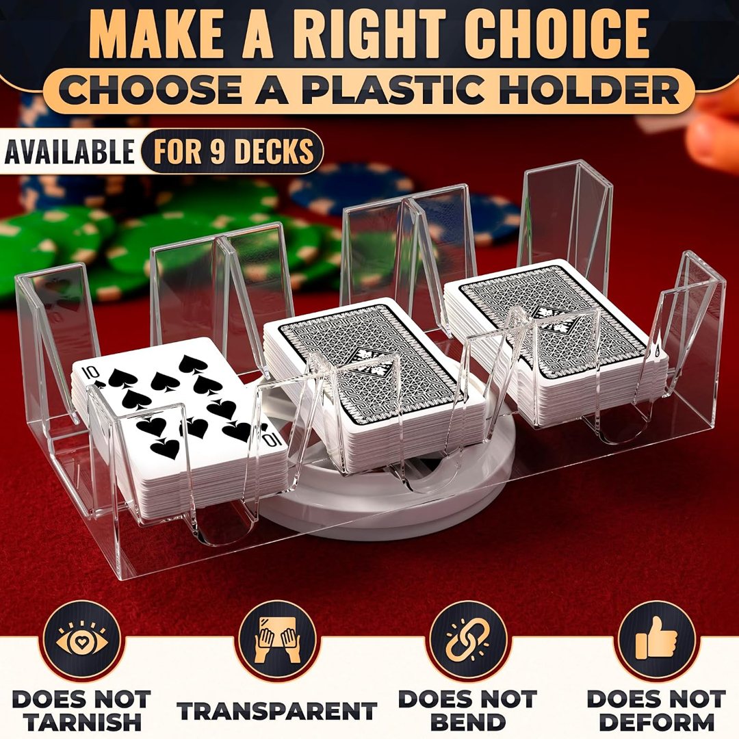9 Deck Card Holders for Playing Cards, Revolving 360, 10.8 x 4.9 in, view 5