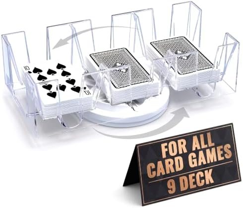 9 Deck Card Holders for Playing Cards, Revolving 360, 10.8 x 4.9 in