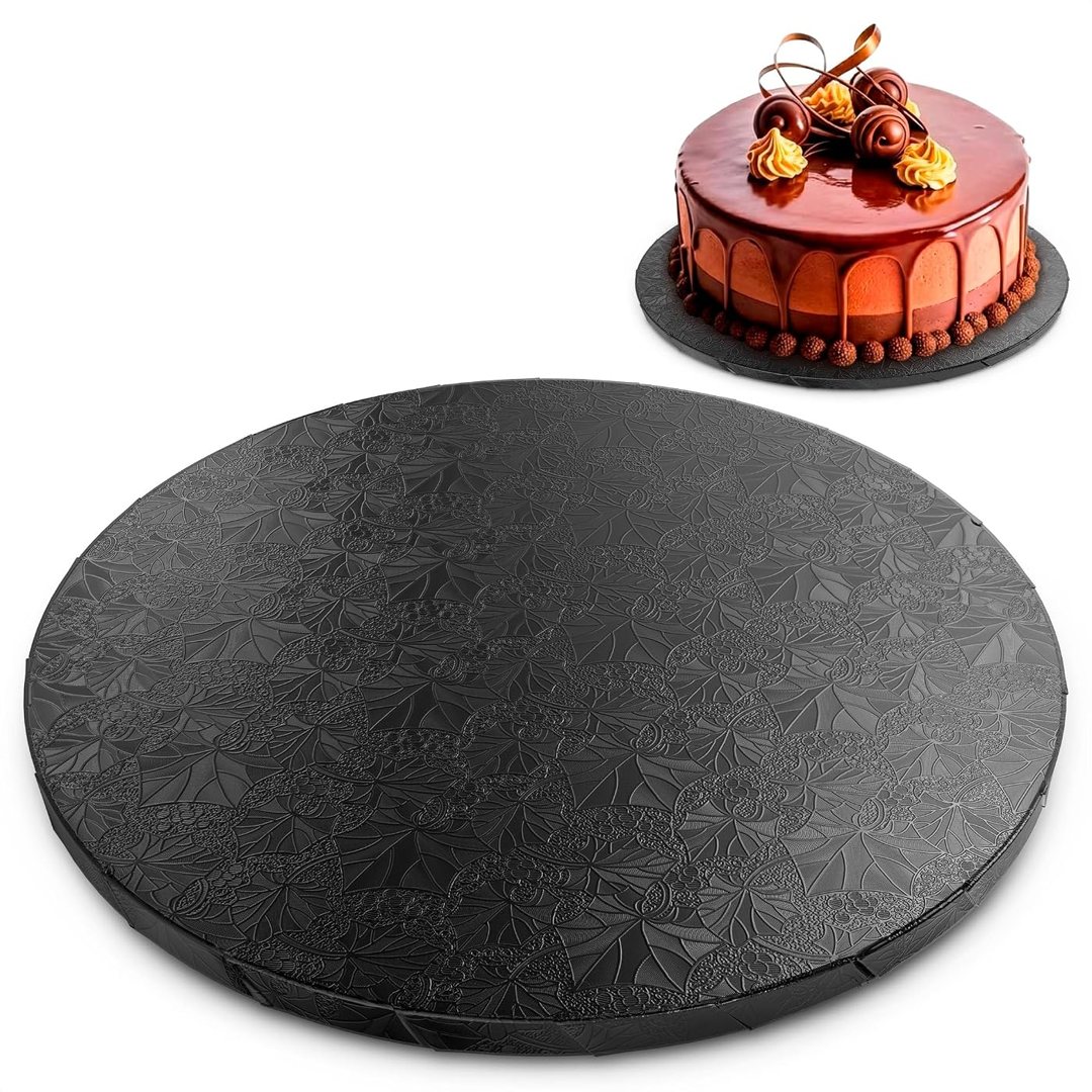 Black Cake Board 14 Inch, Round Cake Drum, 1/2 Inch Thick Cardboard, view 2