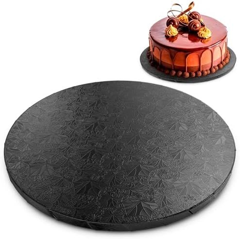 Black Cake Drum 10 Inch, Round Cake Board, 1/2 Inch Thick Cardboard