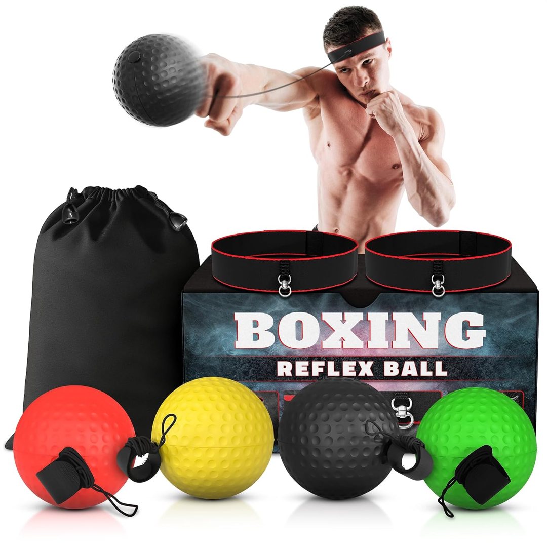 Boxing Reflex Ball Set, 4 Balls and 2 Headbands, Reaction Training, view 2