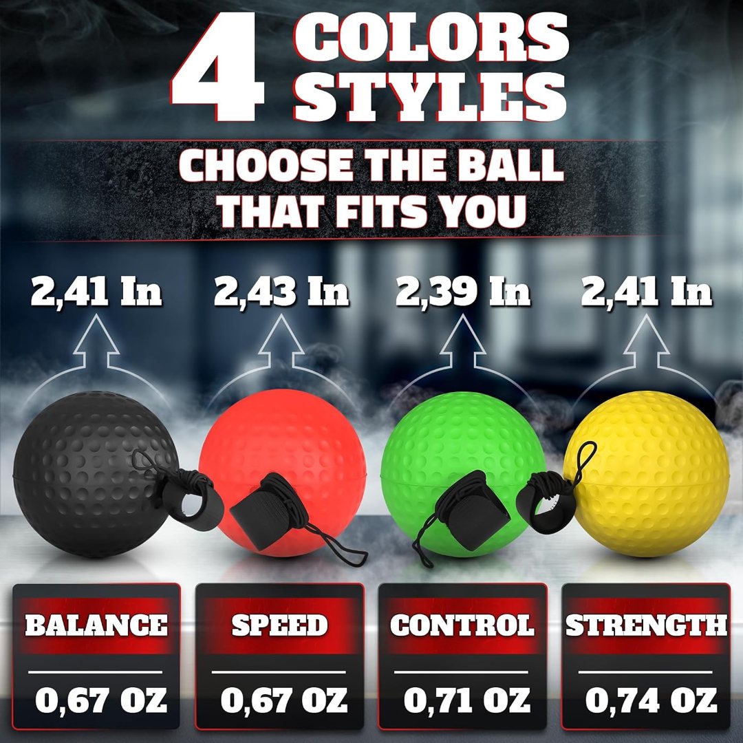 Boxing Reflex Ball Set, 4 Balls and 2 Headbands, Reaction Training, view 4