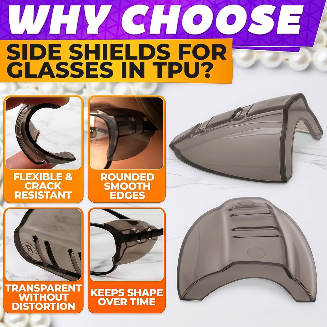 Brown Safety Side Shields for Glasses Clip-On - 3 Pack Multi-Frame Fit, view 4