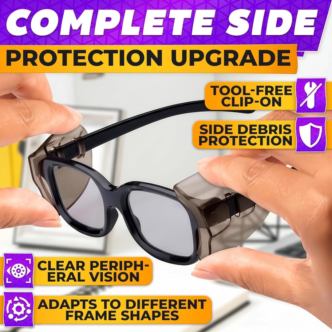Brown Safety Side Shields for Glasses Clip-On - 3 Pack Multi-Frame Fit, view 5