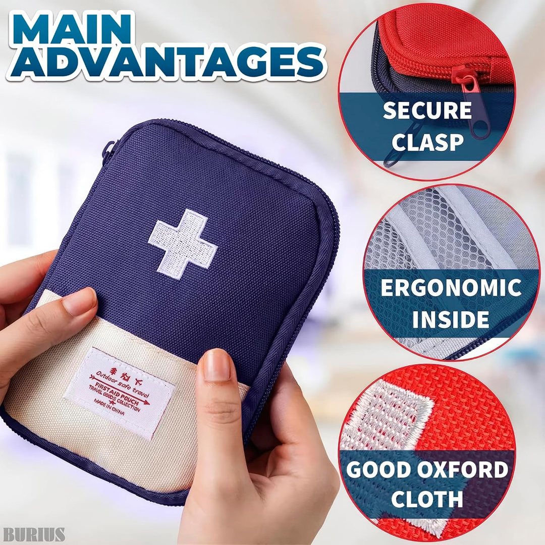 First Aid Bag Empty 2 Pcs, Small Travel Medical Pouch with Zipper, view 5