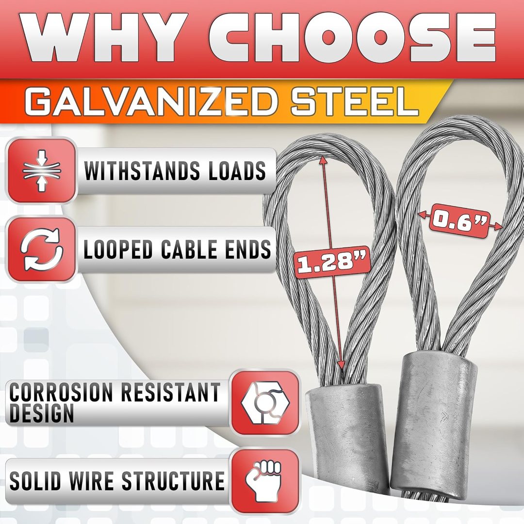 Garage Door Cables for 12 Ft Door, 13 Ft 6 in, Galvanized, Pack of 2, view 4