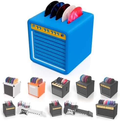 Guitar Pick Holder Case, Mini Amp Display, Blue, 1.8 in, 5 Slots