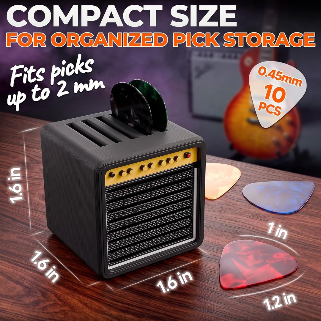 Guitar Pick Holder Display Box, Mini Amp, Dark Blue, 5 Slots, view 3