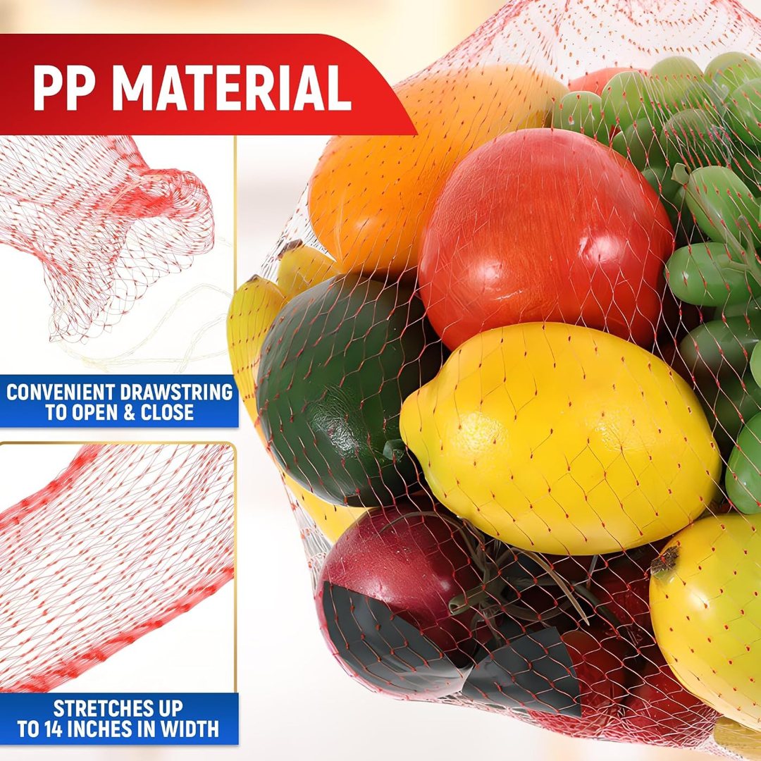 Mesh Produce Bags 200 Pcs, Reusable Drawstring Storage Bags, 13.7 In, view 5