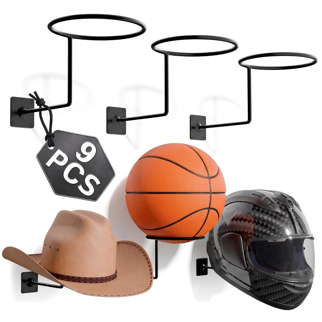 Motorcycle Helmet Holder Wall Mount 9 Pcs, Hat Display Wall Mount, Han, view 2