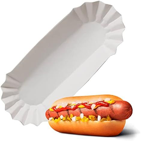 Paper Hot Dog Trays Disposable 50 Pcs, 8 Inch Hot Dog Boats, Hotdog Holder