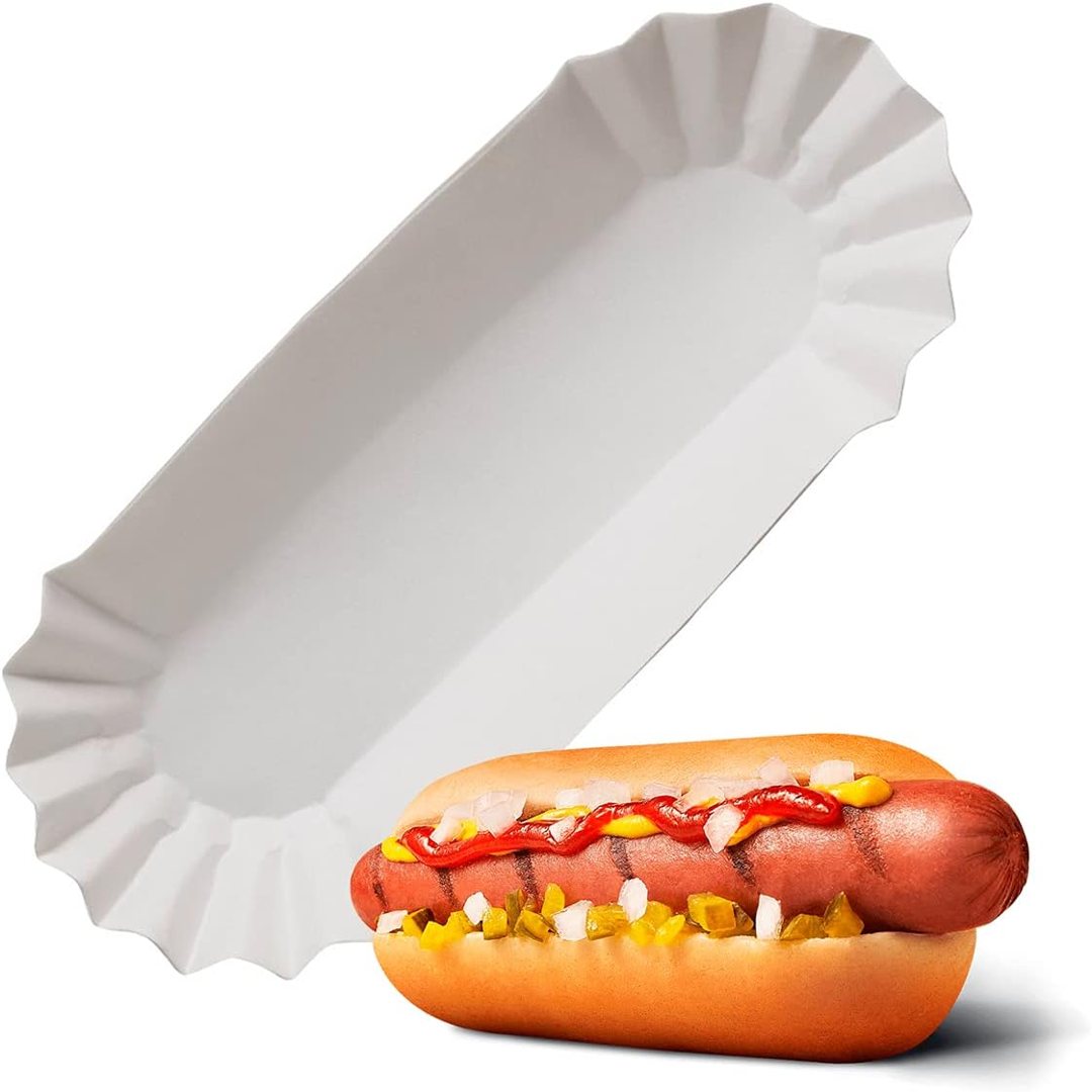 Paper Hot Dog Trays Disposable 50 Pcs, 8 Inch Hot Dog Boats, Hotdog Ho, view 2