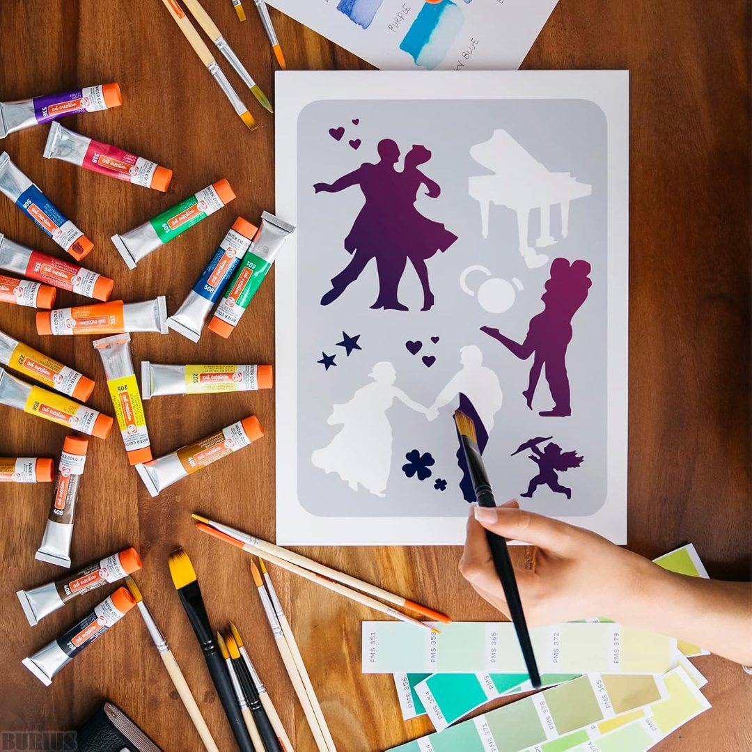 People Silhouette Stencils 12 Pcs, Large Reusable Painting Templates, view 5
