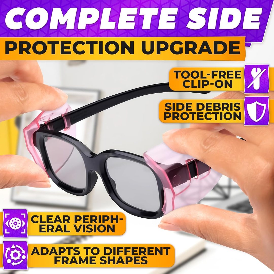 Pink Safety Side Shields for Glasses Clip-On - 6 Pack Multi-Frame Fit , view 5