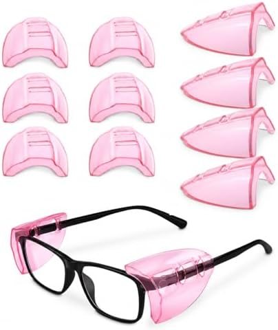 Pink Safety Side Shields for Glasses Clip-On - 6 Pack Multi-Frame Fit 98% Eyeglass Frames