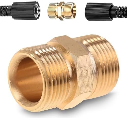 Pressure Washer Hose Coupler M22 14mm, Heavy-Duty Brass, 4500 PSI