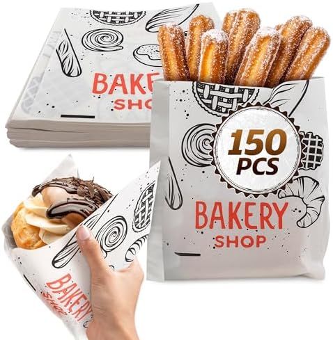 Printed Wax Paper Sandwich Bags 150 Pcs, 5.71 x 5.91 In Pretzel Bags