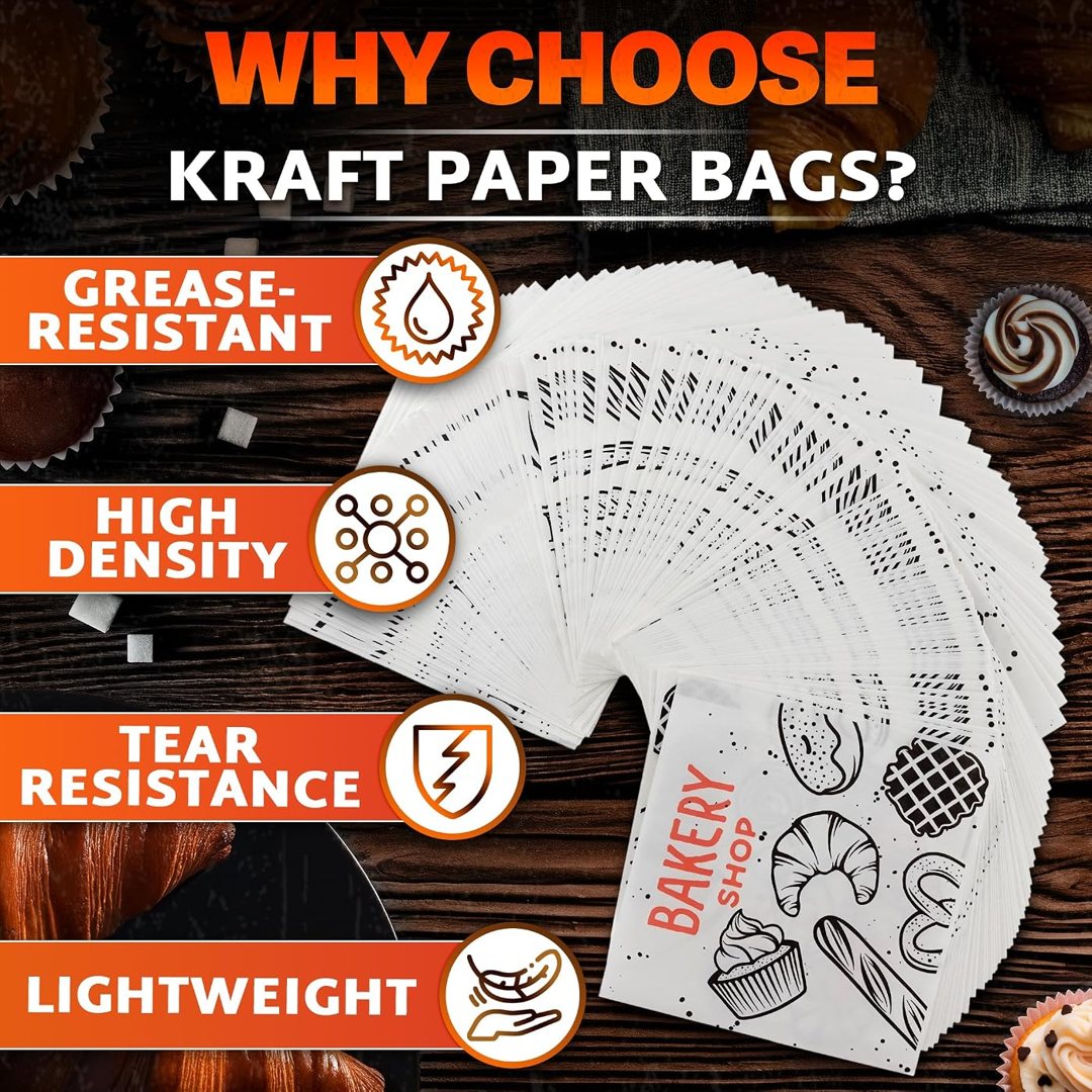 Printed Wax Paper Sandwich Bags 150 Pcs, 5.71 x 5.91 In Pretzel Bags, view 4