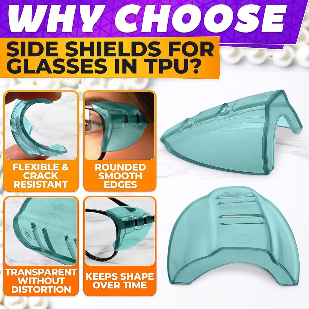 Safety Glasses Side Shields, 6 Pcs Clip On, Fits Most Frames (Green), view 4